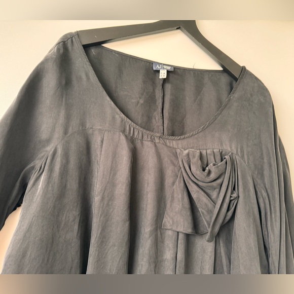 Armani Vegan Silk Pleated Top in Black - Picture 9 of 9